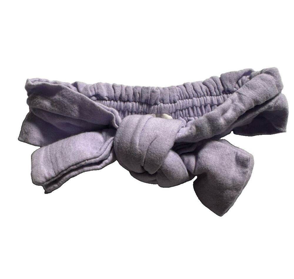 Kate Quinn Baby Girl Lavender Bow Headband Size L 100% Organic Cotton